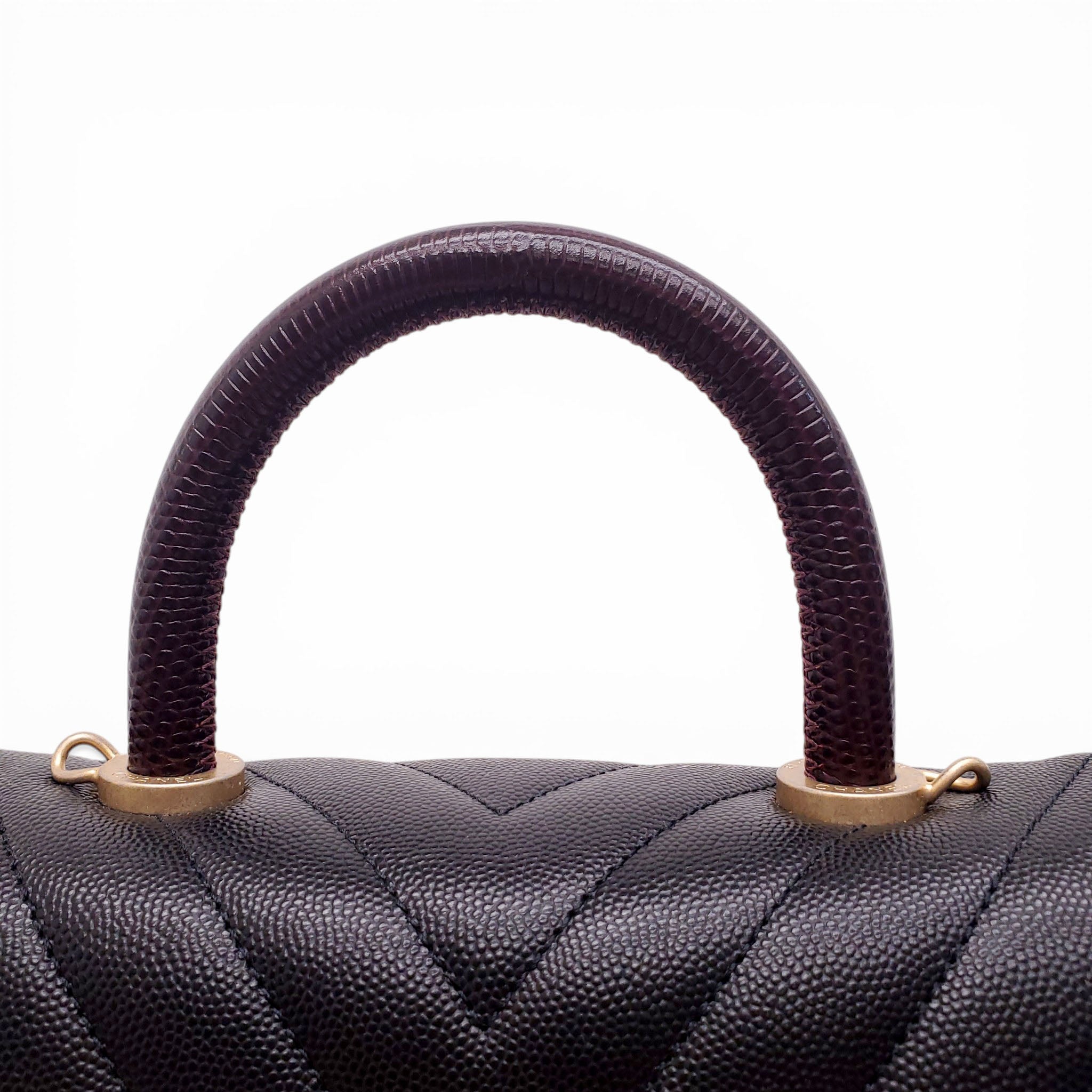 CHANEL BLACK LIZARD HANDLE COCO BAG