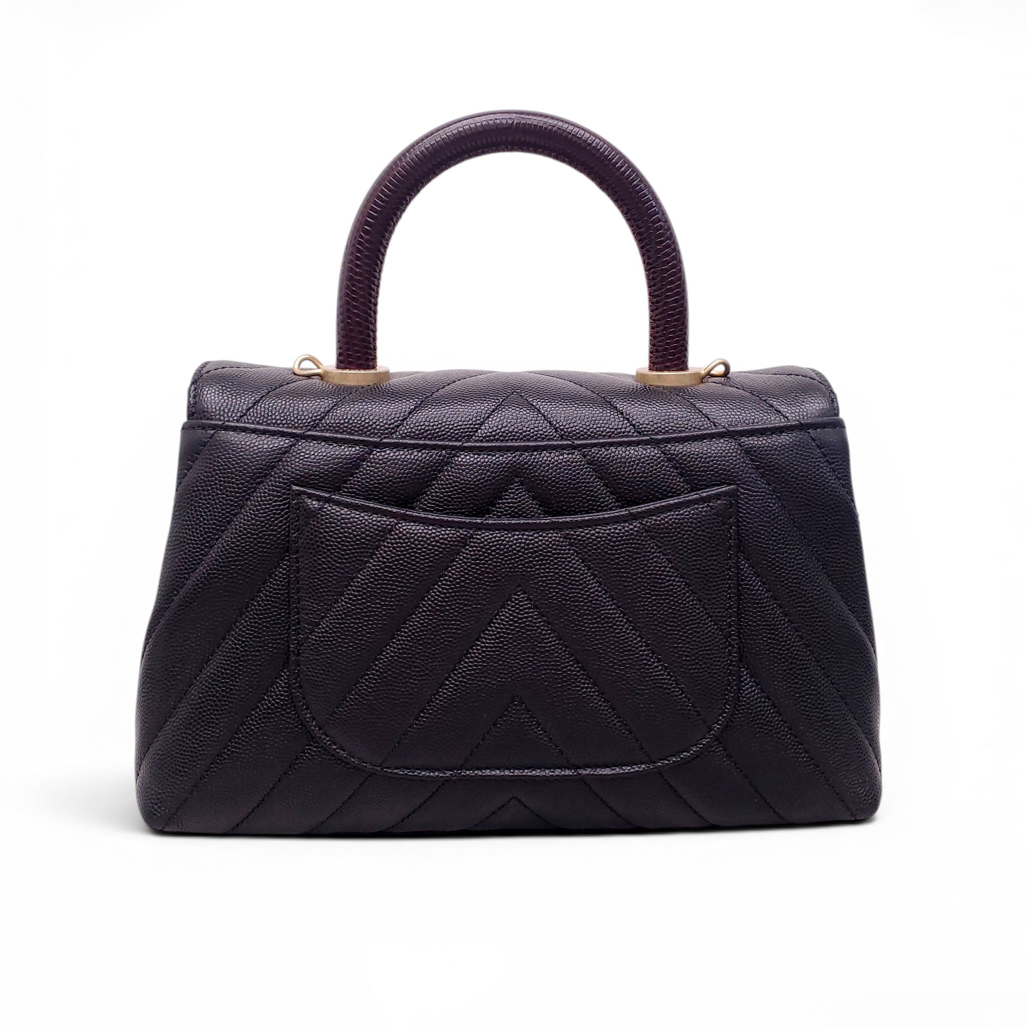 CHANEL BLACK LIZARD HANDLE COCO BAG