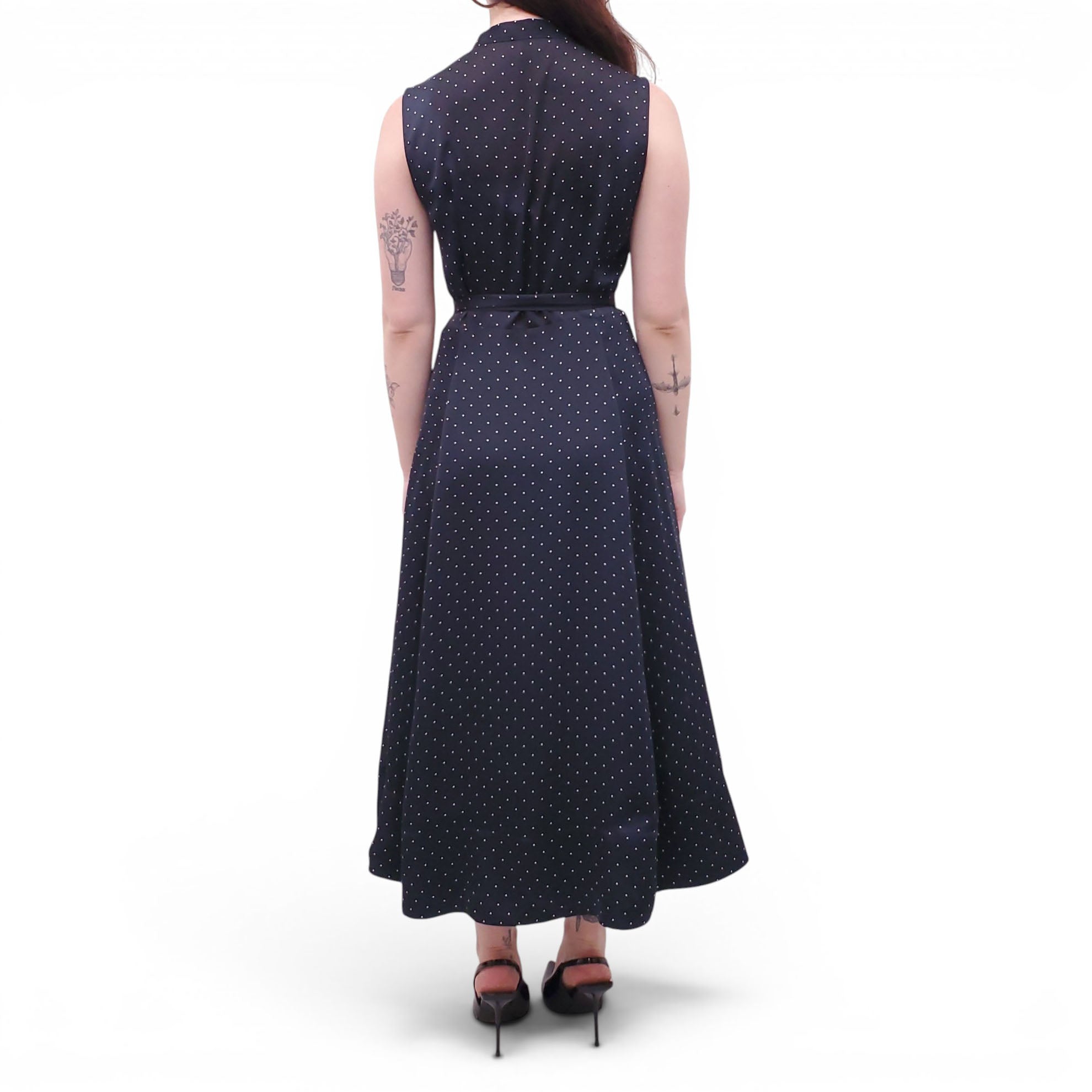 EQUIPMENT BLACK POLKA-DOT DRESS - SIZE 6