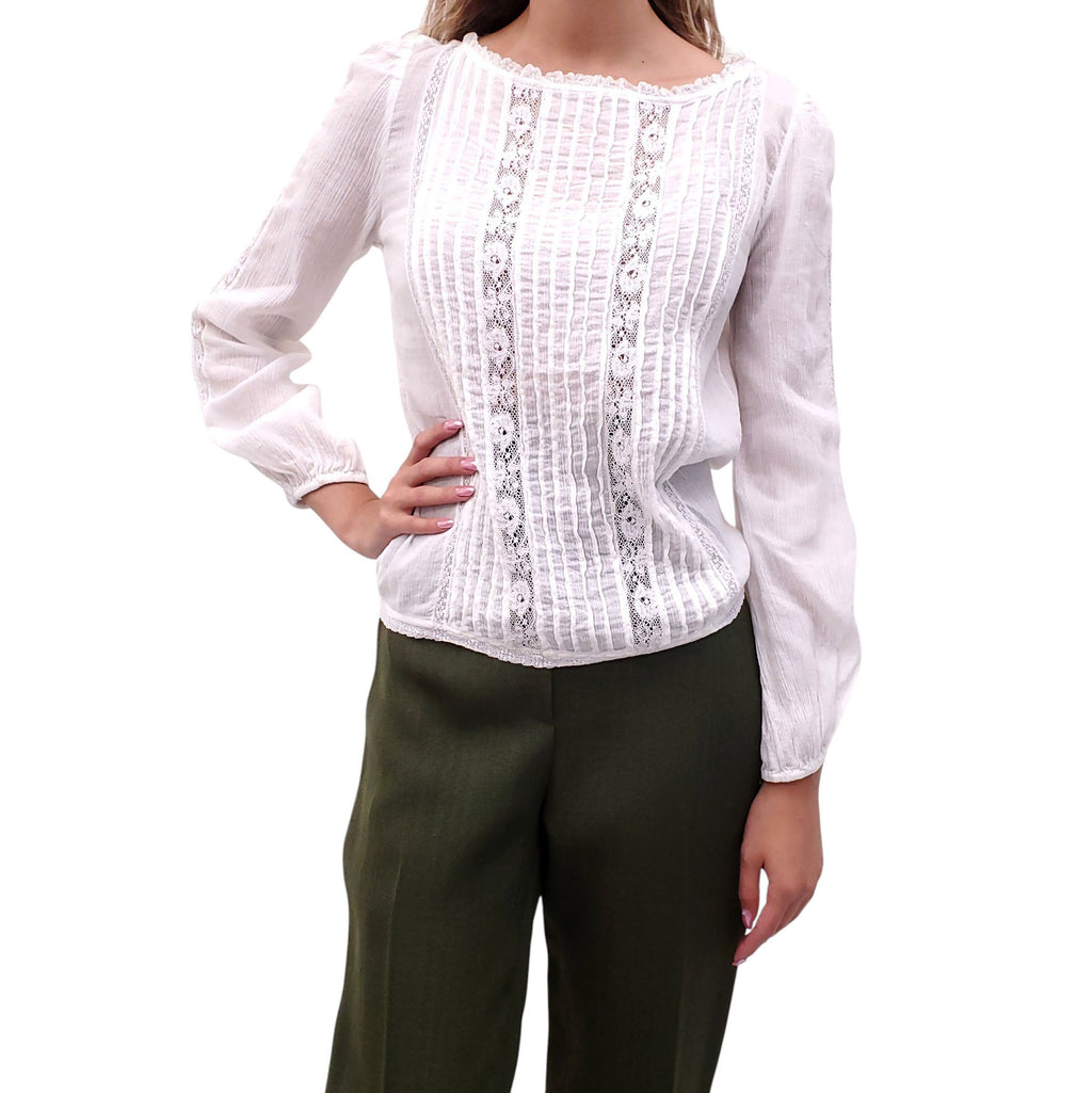 ISABEL MARANT ÉTOILE WHITE RUFFLE COTTON BLOUSE - SIZE 40
