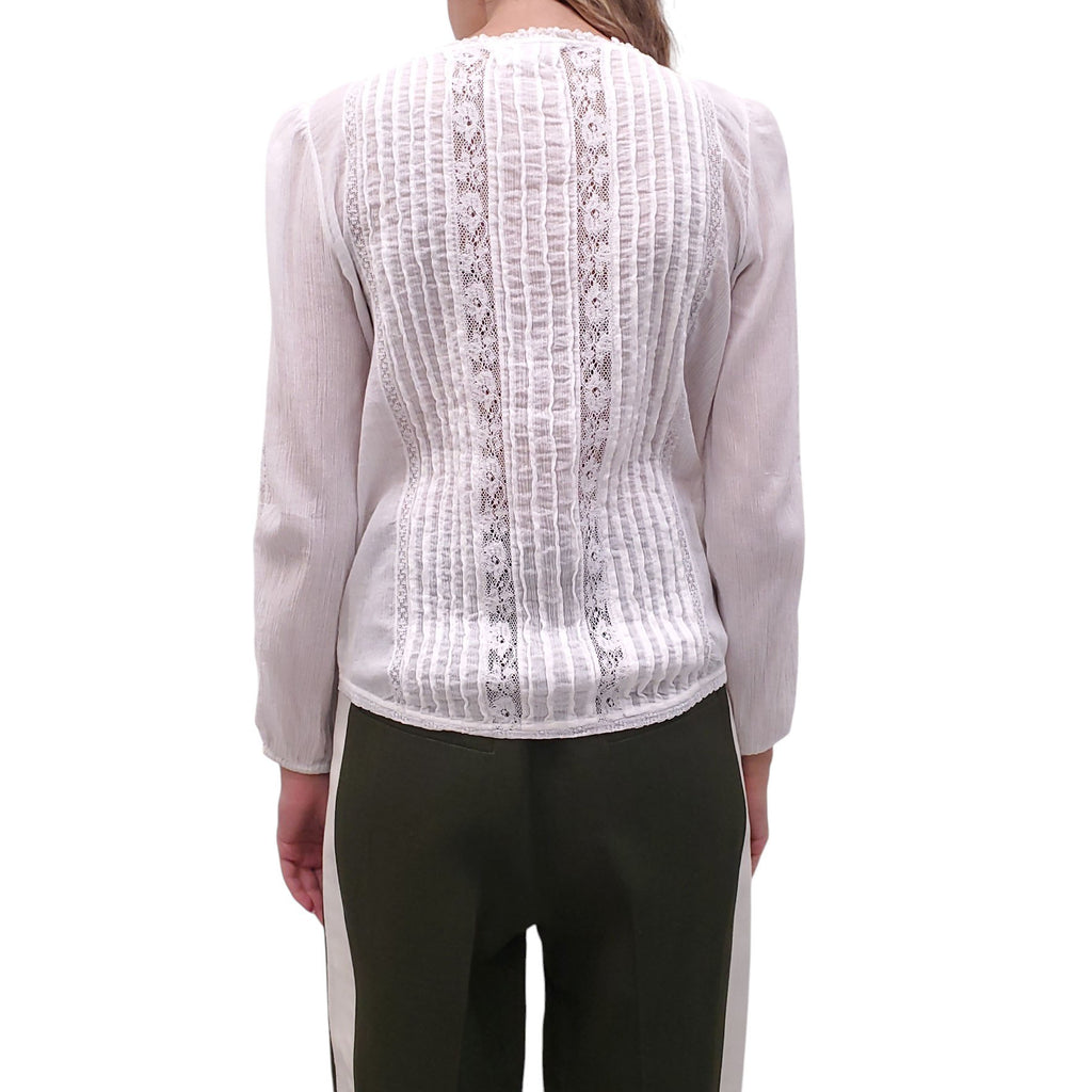 ISABEL MARANT ÉTOILE WHITE RUFFLE COTTON BLOUSE - SIZE 40