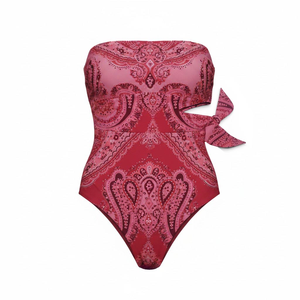 ZIMMERMANN PAISLEY 'SEPARATES' SCULPT TIE ONE-PIECE SWIMSUIT - SIZE 2 (US 8)