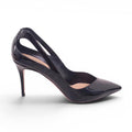 AQUAZZURA BLACK PATENT HEELS - SIZE 38.5