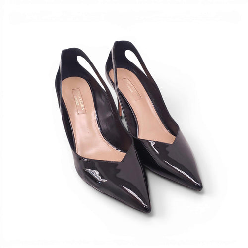 AQUAZZURA BLACK PATENT HEELS - SIZE 38.5