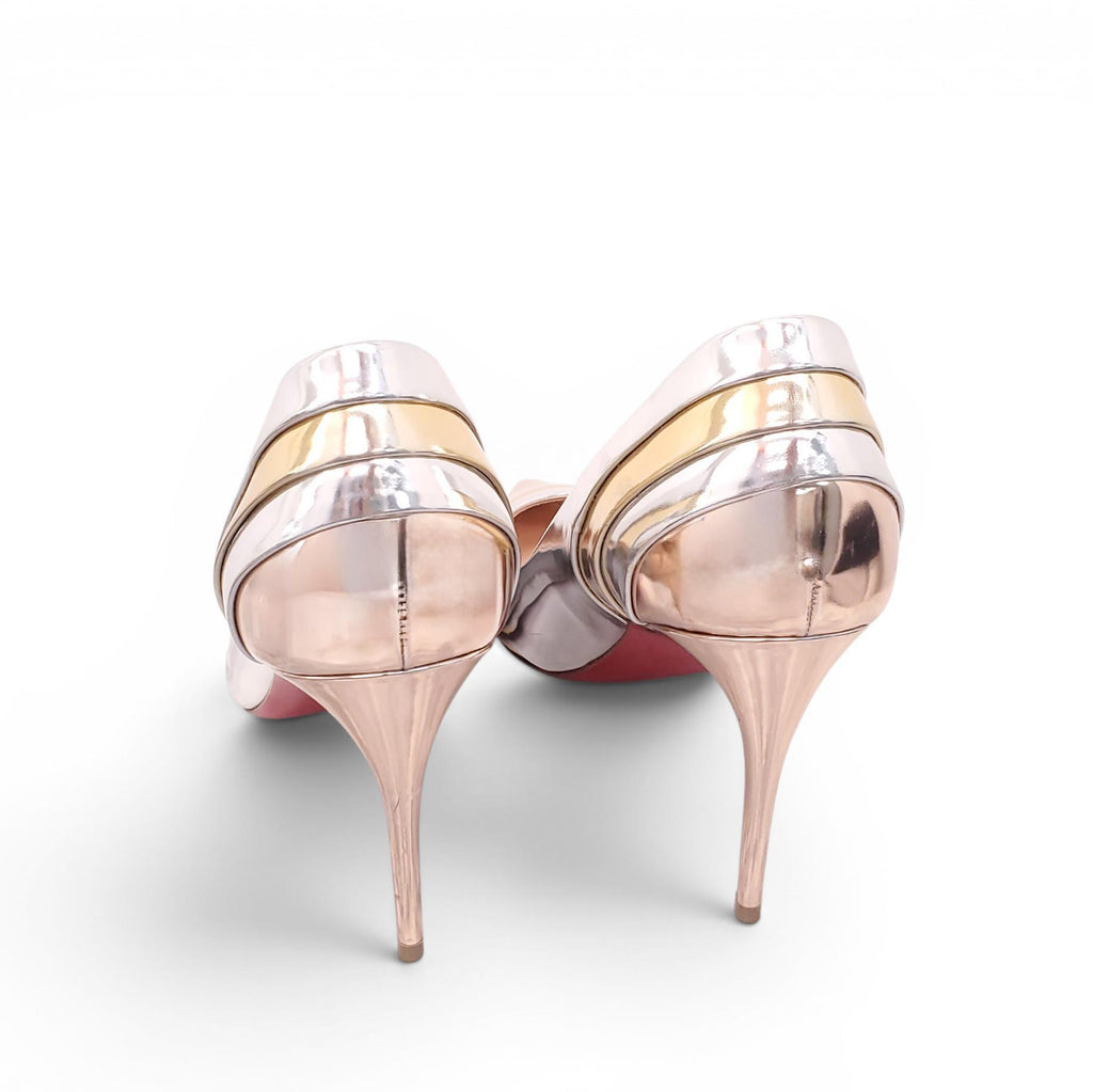 CHRISTIAN LOUBOUTIN SILVER AND GOLD PATENT HEELS - SIZE 39