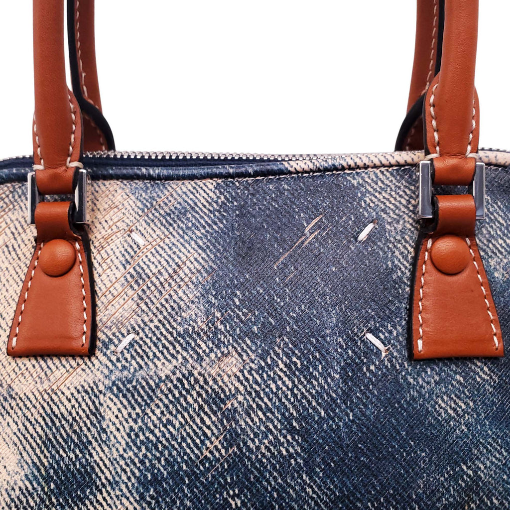 MAISON MARGIELA 5AC CARVED BLEACHED DENIM EFFECT BAG