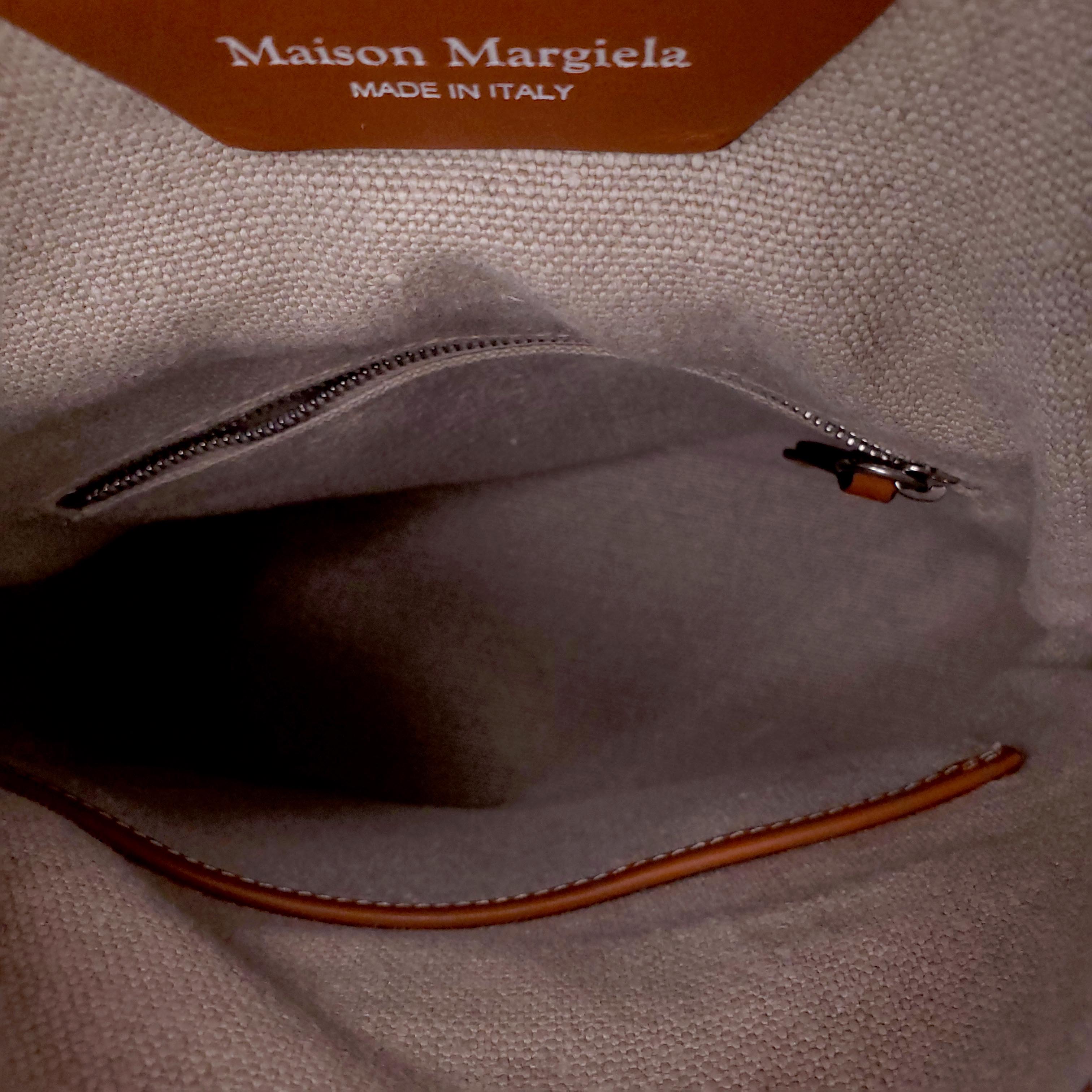 MAISON MARGIELA 5AC CARVED BLEACHED DENIM EFFECT BAG
