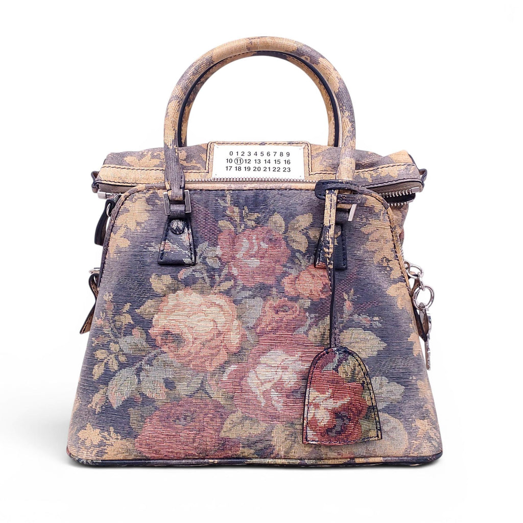 MAISON MARGIELA 5AC CARVED BLEACHED FLORAL TAPESTRY BAG