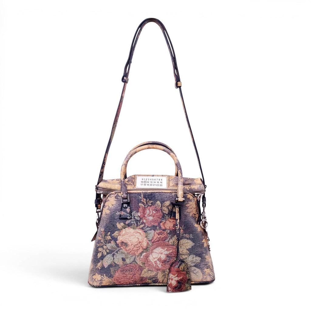 MAISON MARGIELA 5AC CARVED BLEACHED FLORAL TAPESTRY BAG