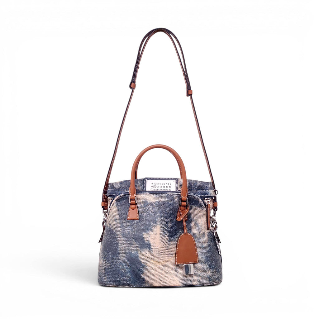 MAISON MARGIELA 5AC CARVED BLEACHED DENIM EFFECT BAG