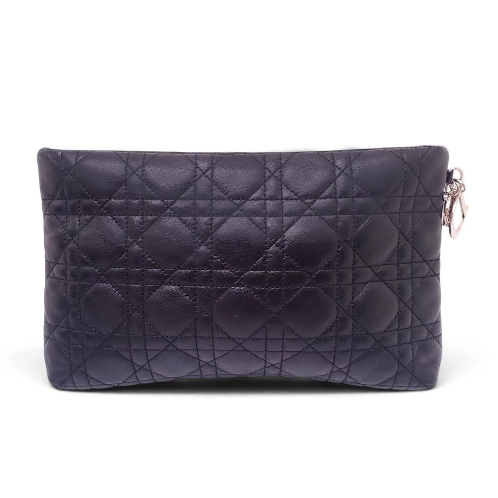 CHRISTIAN DIOR BLACK CANNAGE LEATHER CLUTCH