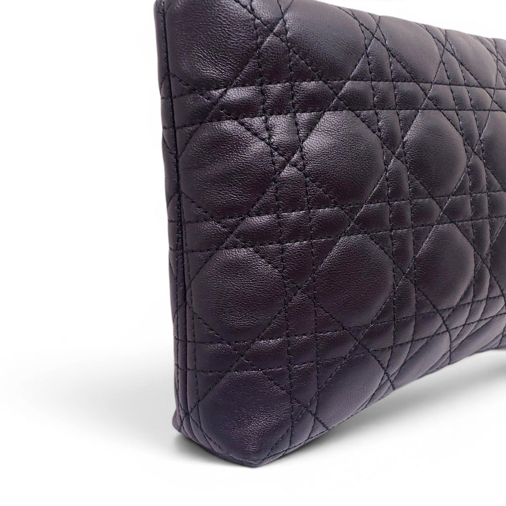 CHRISTIAN DIOR BLACK CANNAGE LEATHER CLUTCH