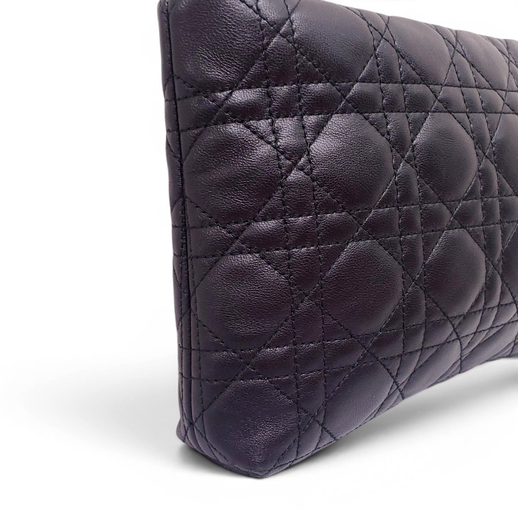 CHRISTIAN DIOR BLACK CANNAGE LEATHER CLUTCH