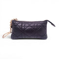 CHRISTIAN DIOR BLACK CANNAGE LEATHER KEYCHAIN WITH LOGO