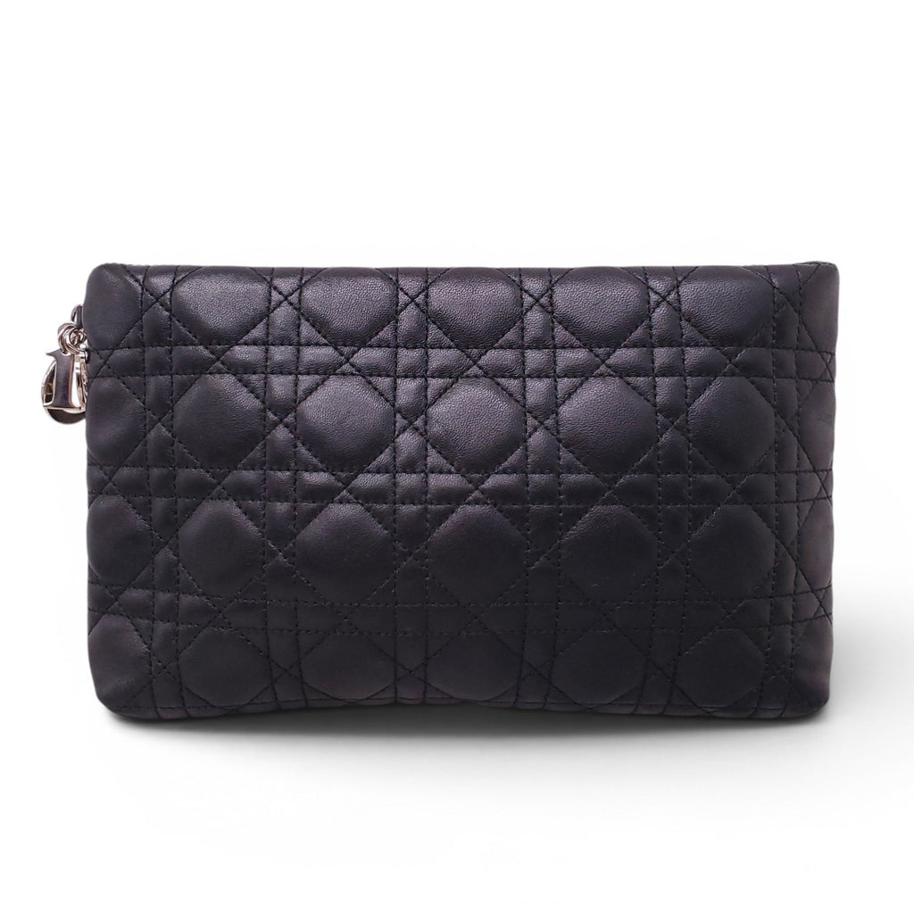 CHRISTIAN DIOR BLACK CANNAGE LEATHER CLUTCH