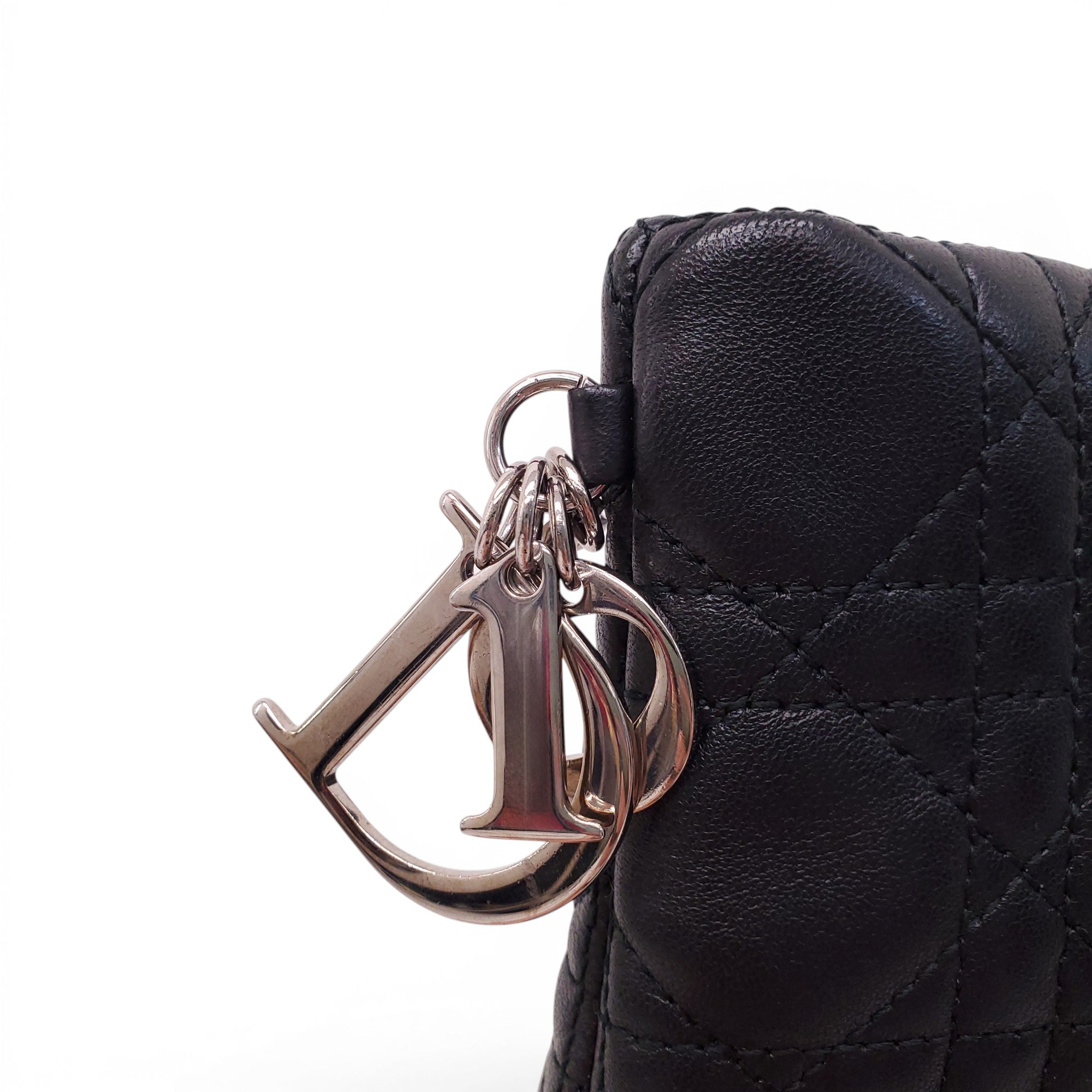 CHRISTIAN DIOR BLACK CANNAGE LEATHER CLUTCH