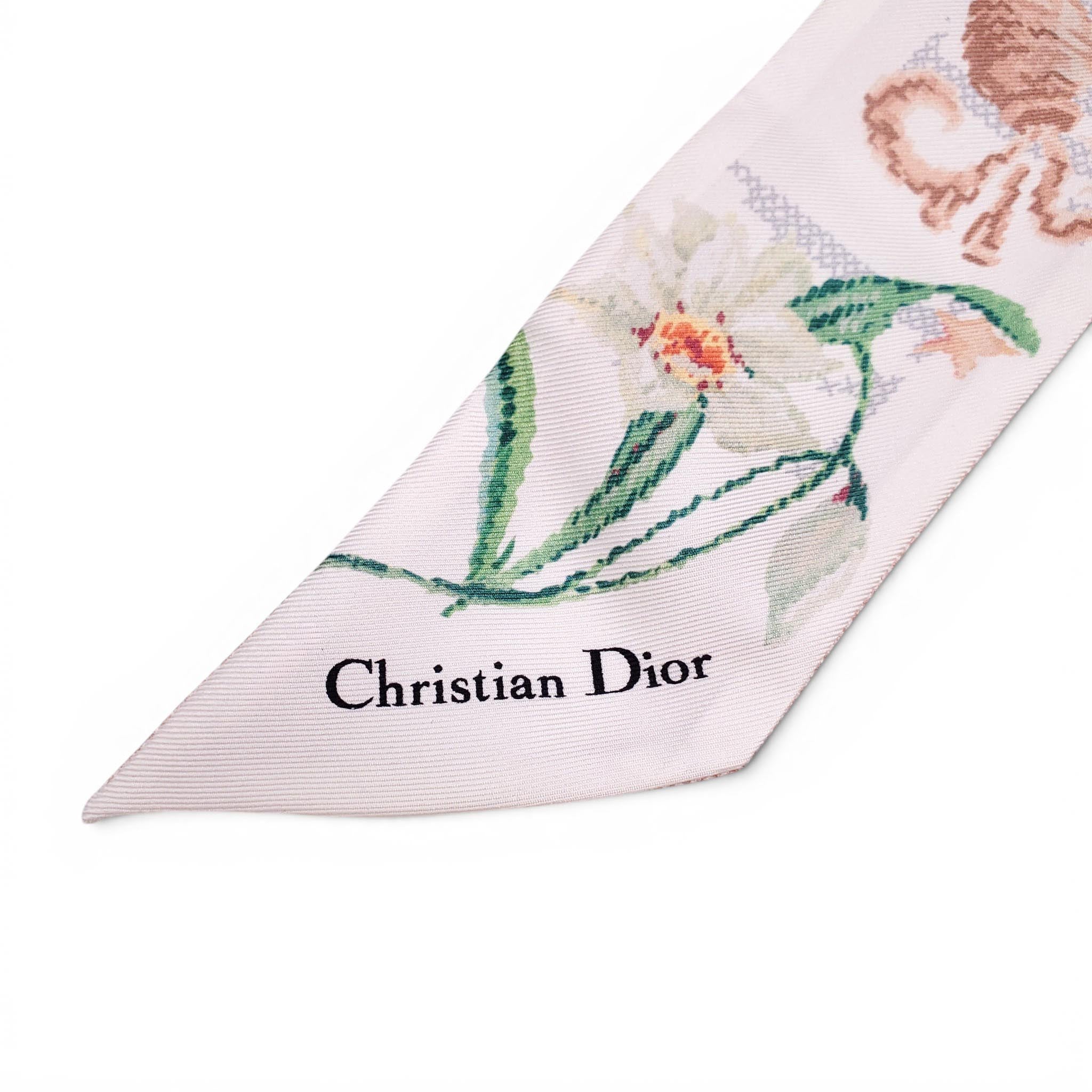 CHRISTIAN DIOR FLORAL PATTERNED TWILLY SCARF
