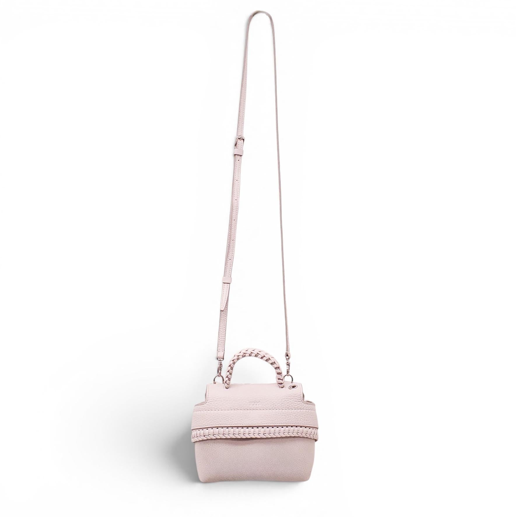 TOD'S CREAM LEATHER BRAIDED CROSSBODY BAG