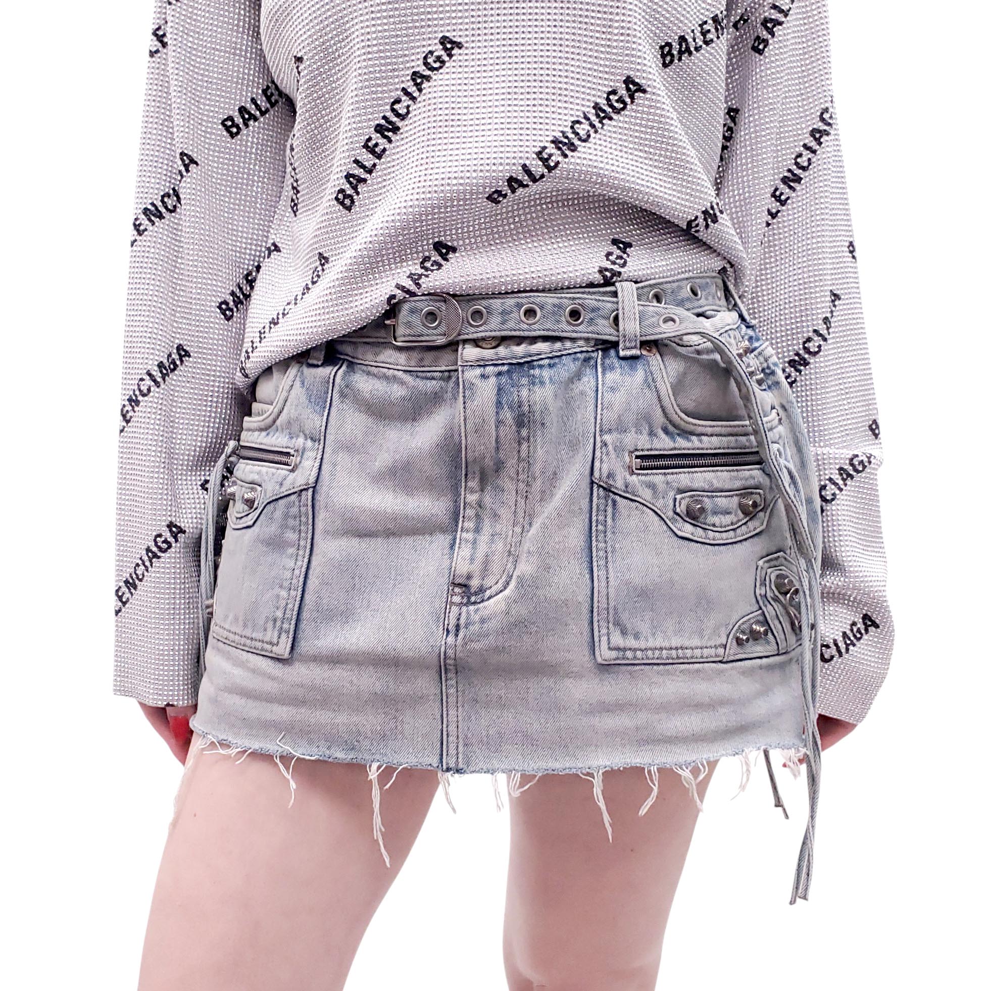 BALENCIAGA CAGOLE DENIM MINI SKIRT - SIZE 42