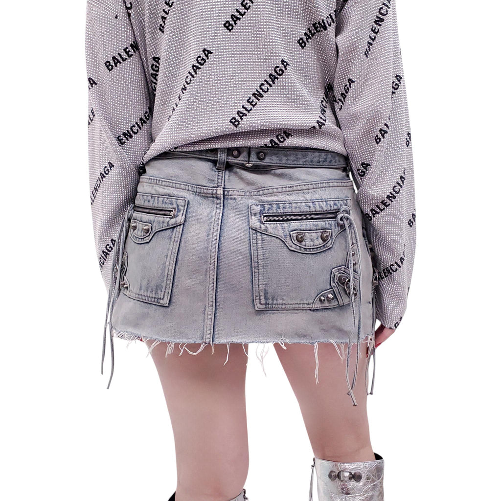 BALENCIAGA CAGOLE DENIM MINI SKIRT - SIZE 42