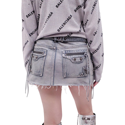 BALENCIAGA CAGOLE DENIM MINI SKIRT - SIZE 42
