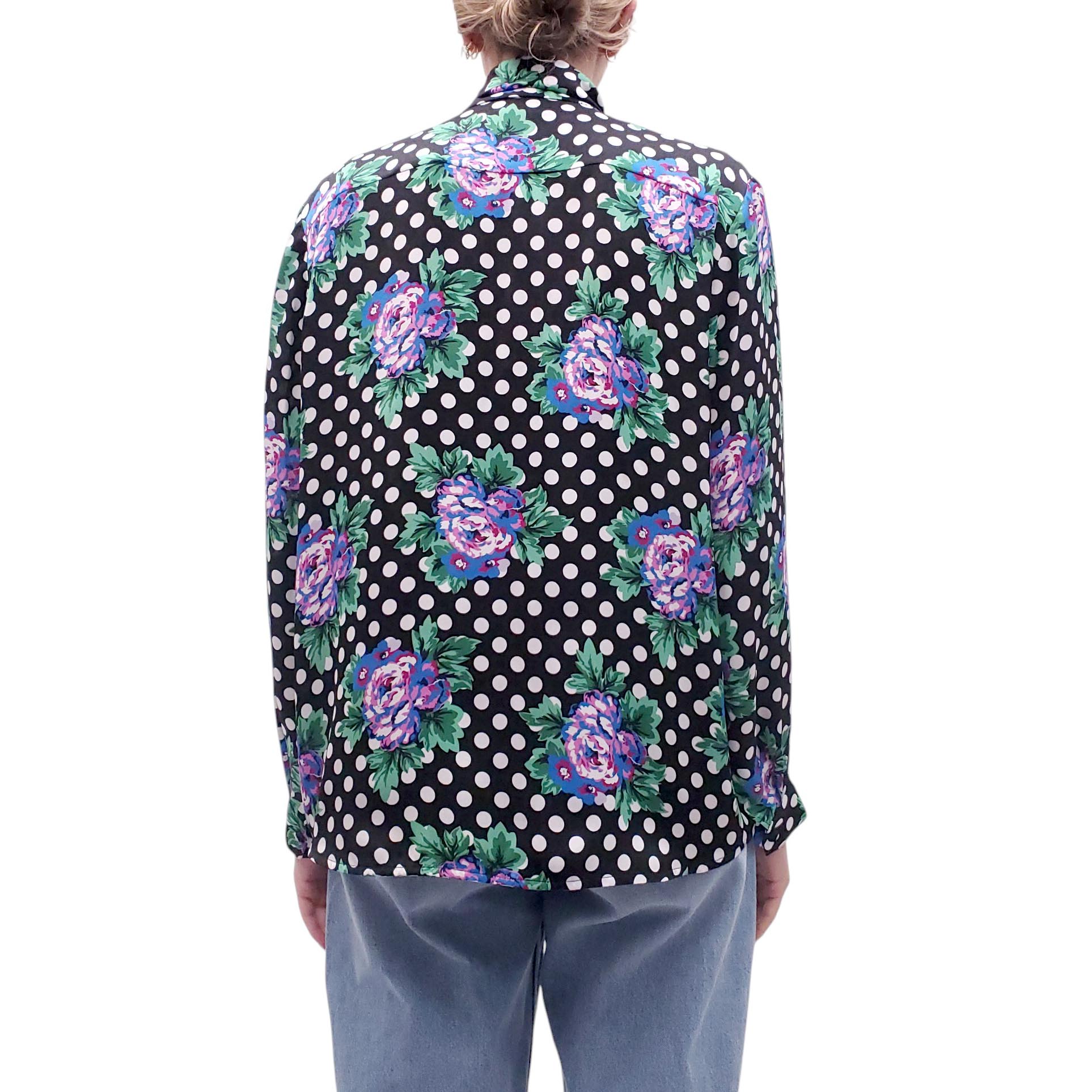 BALENCIAGA OVERSIZED FLORAL POLKA DOT BLOUSE - SIZE 36
