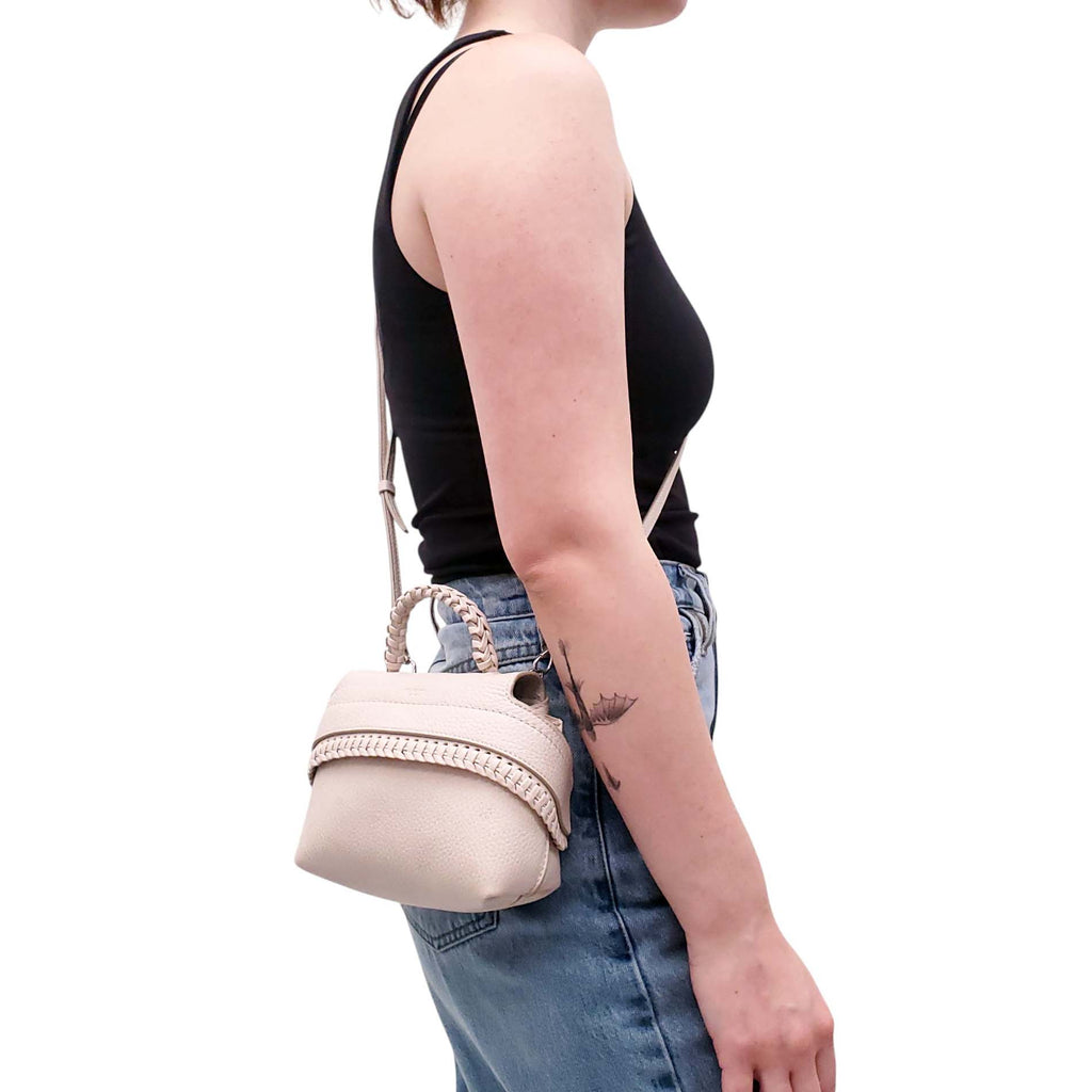 TOD'S CREAM LEATHER BRAIDED CROSSBODY BAG