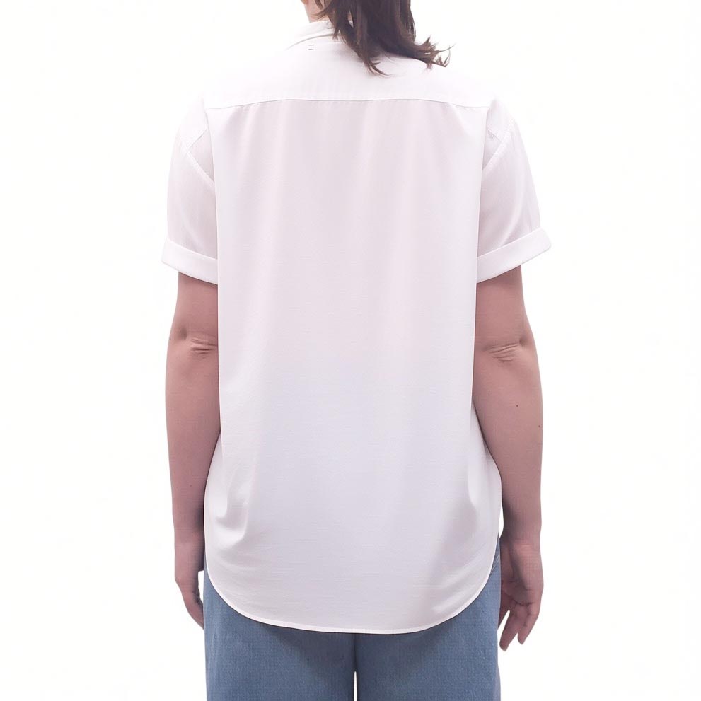 XIRENA OVERSIZED WHITE COTTON SHORT-SLEEVE BLOUSE - SIZE S