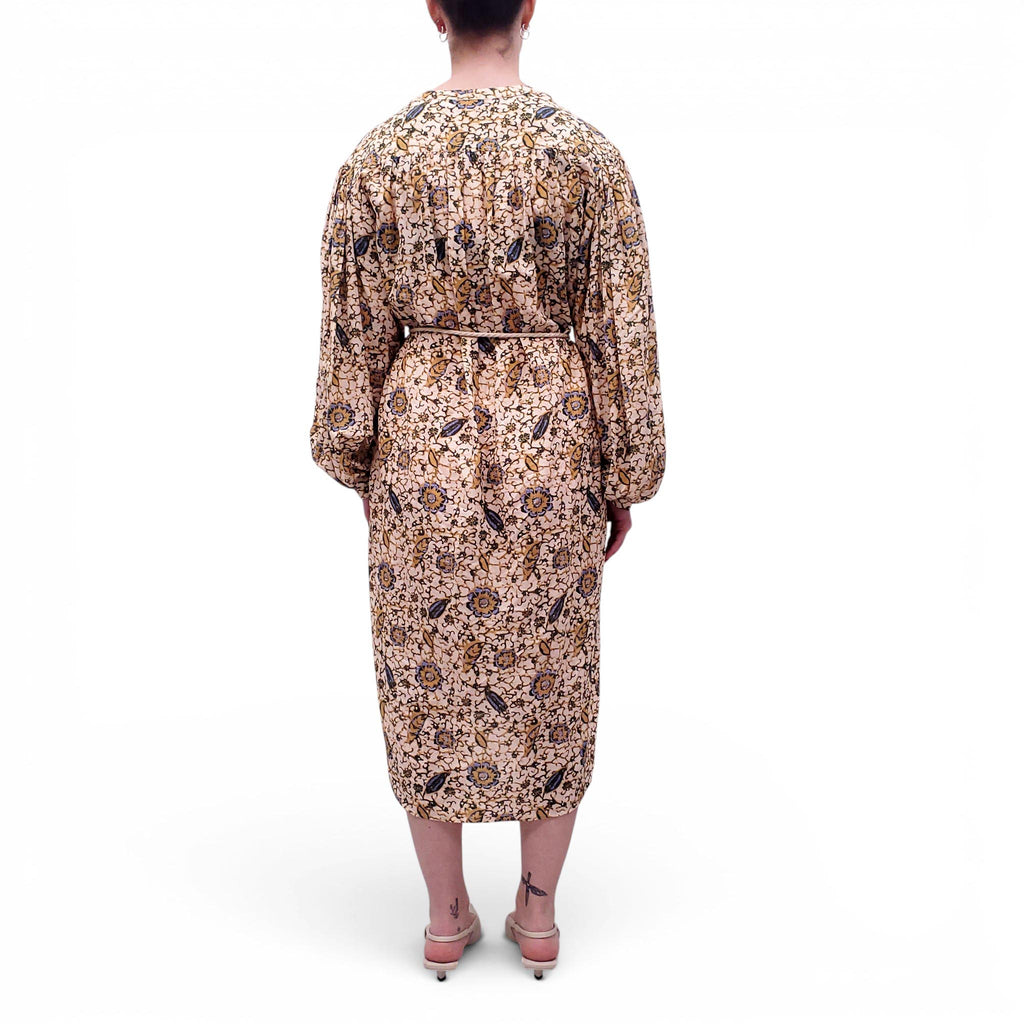 ULLA JOHNSON PATTERNED DRESS WITH BELT - SIZE S