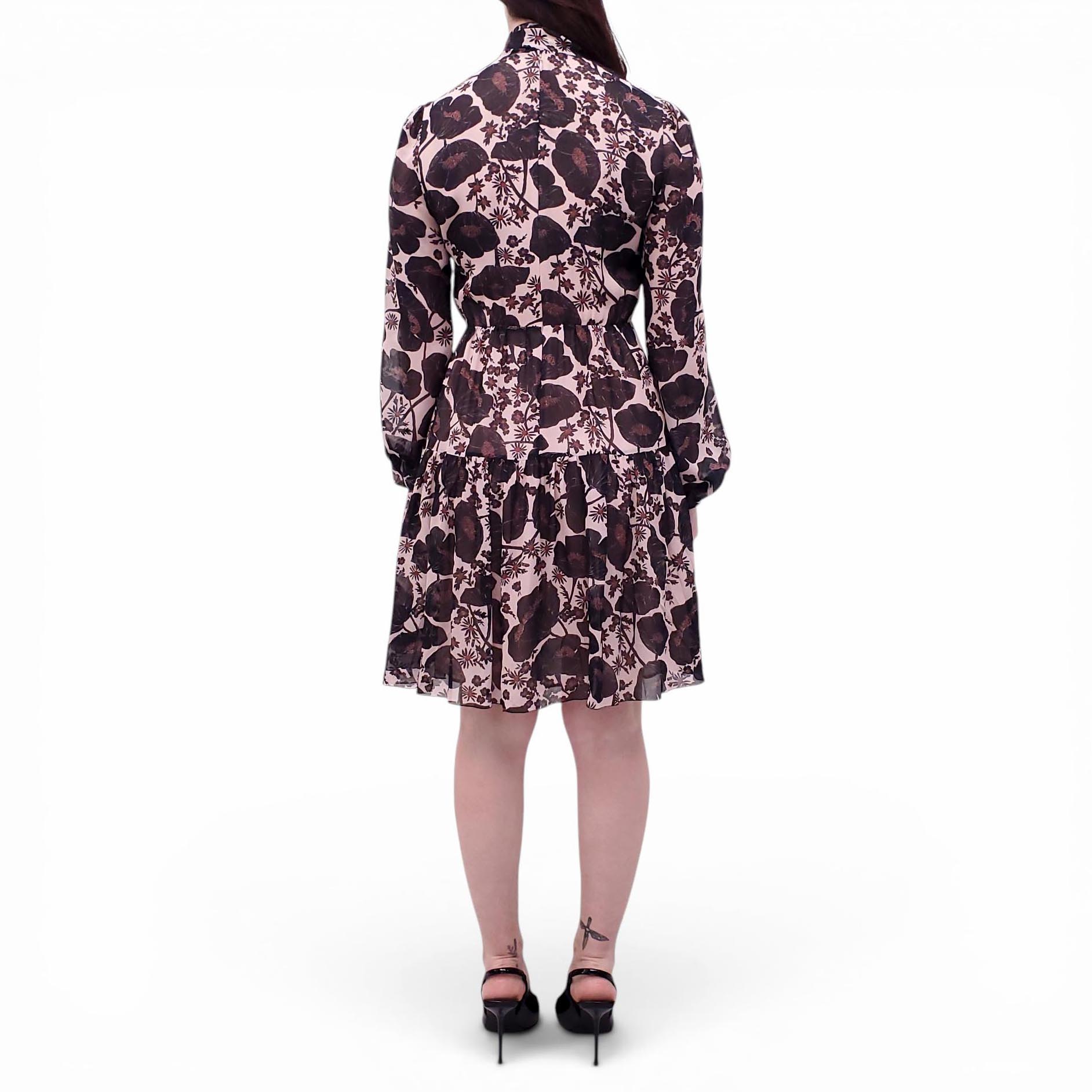 GIAMBATTISTA VALLI FLORAL DRESS WITH TIE DETAIL - SIZE 42