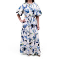 AJE LAVENDER PRINT 'CAPUCINE' PUFF-SLEEVE MIDI DRESS - SIZE US 8