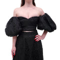 AJE BLACK 'PATINA' LACE CROPPED TOP - SIZE US 2