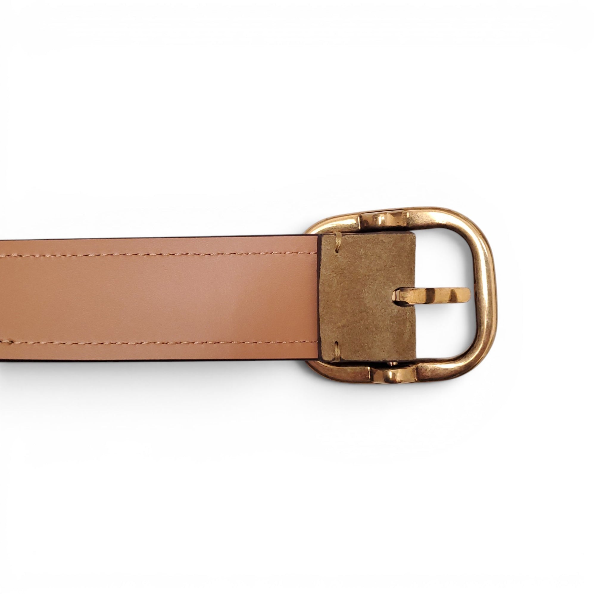 LOEWE SUEDE BELT WITH GOLD BUCKLE - SIZE 75