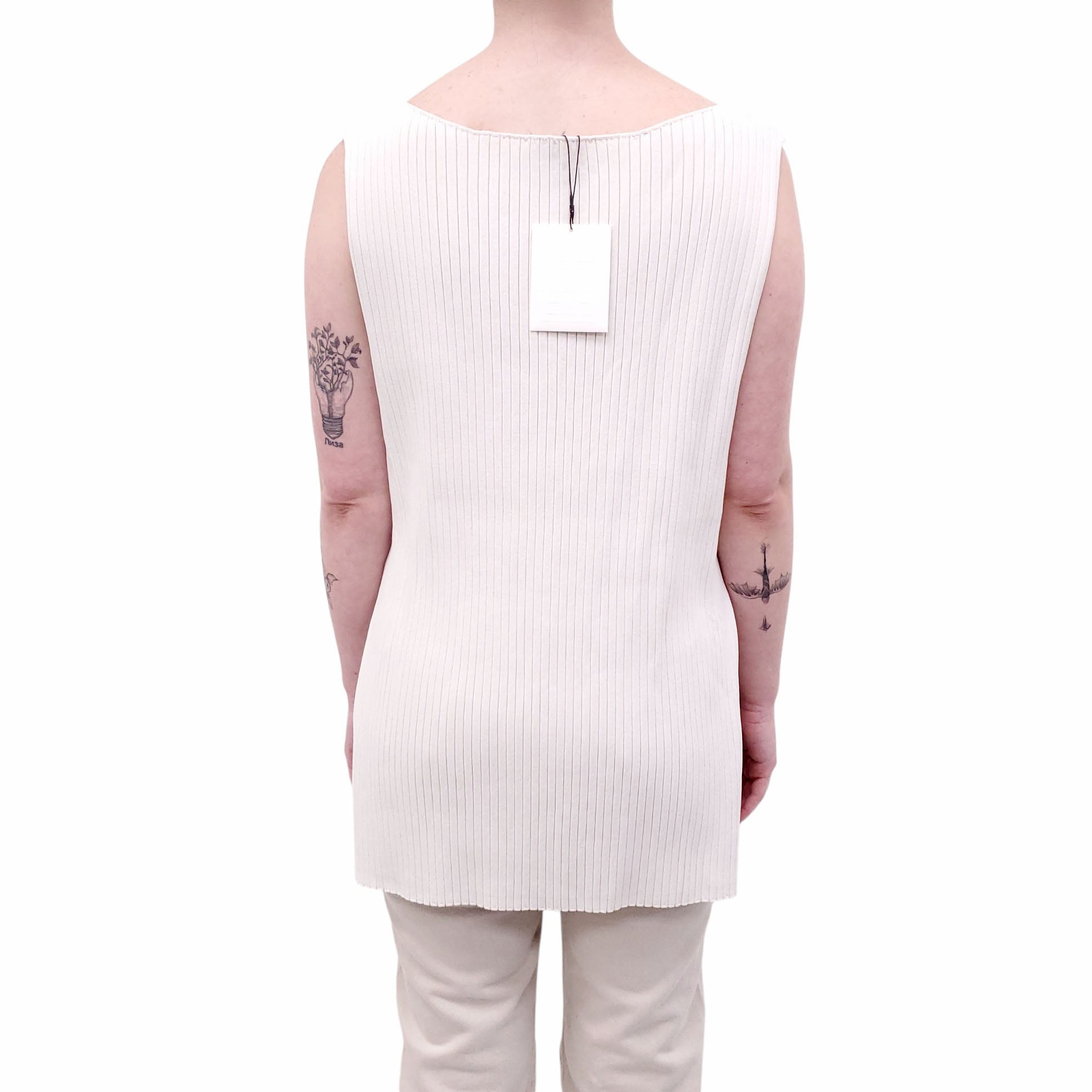 TOTEME CREAM RIBBED TANK TOP WITH SLITS - SIZE XS