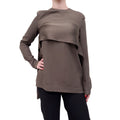 TOTEME KHAKI GREEN SATIN PANELLED CREPE TOP - SIZE 38