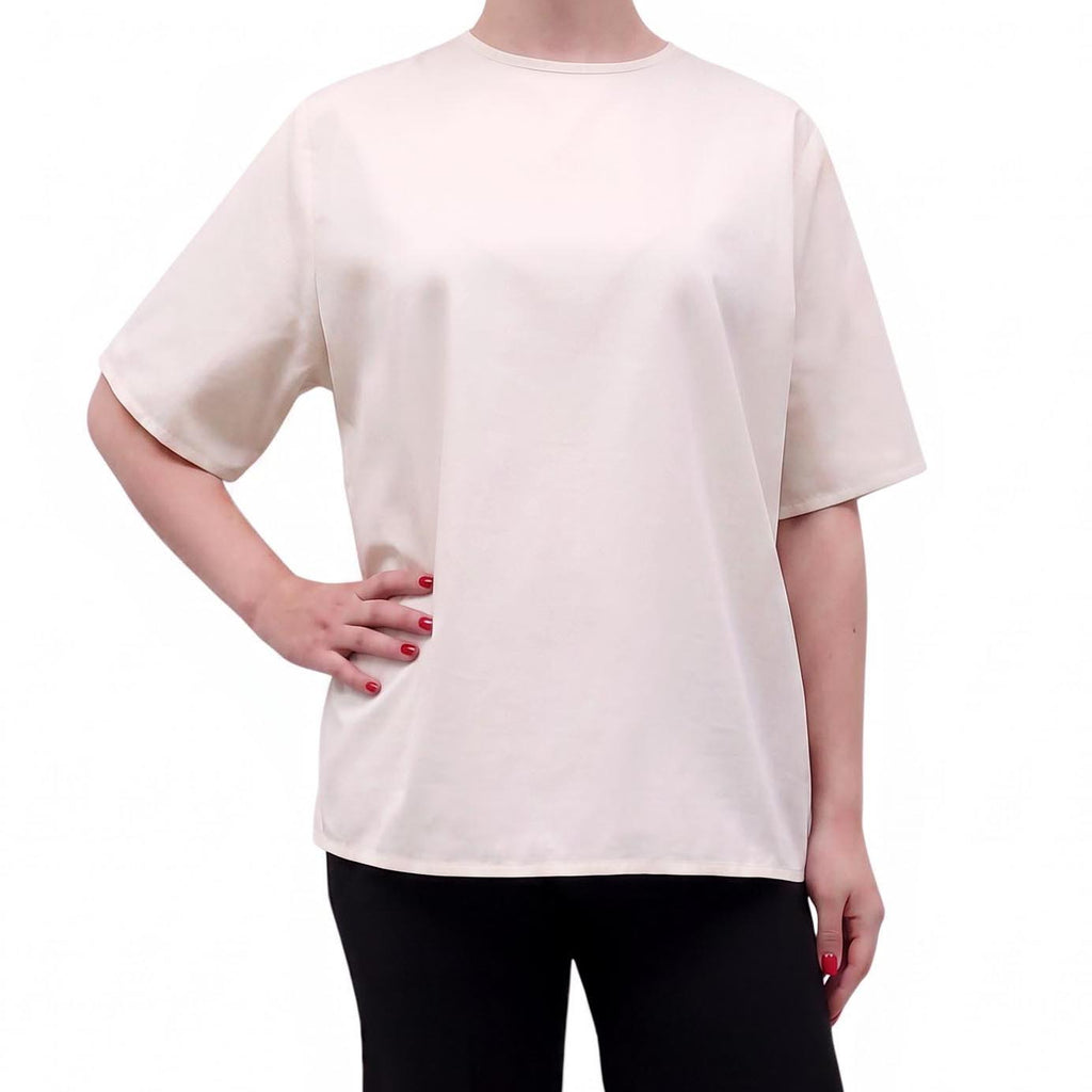 TOTEME CREAM OVERSIZED POPLIN TEE - SIZE 42