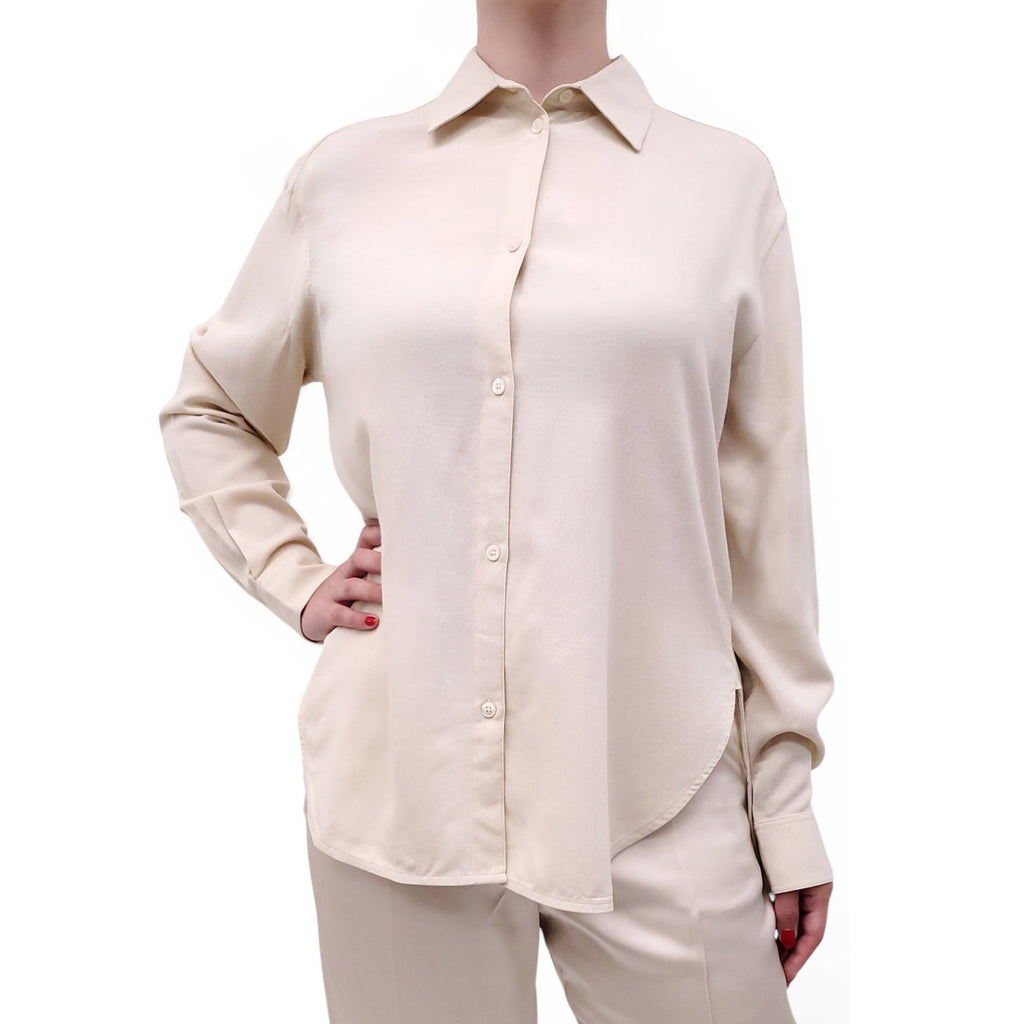 TOTEME BEIGE RELAXED BUTTON UP SHIRT - SIZE 36