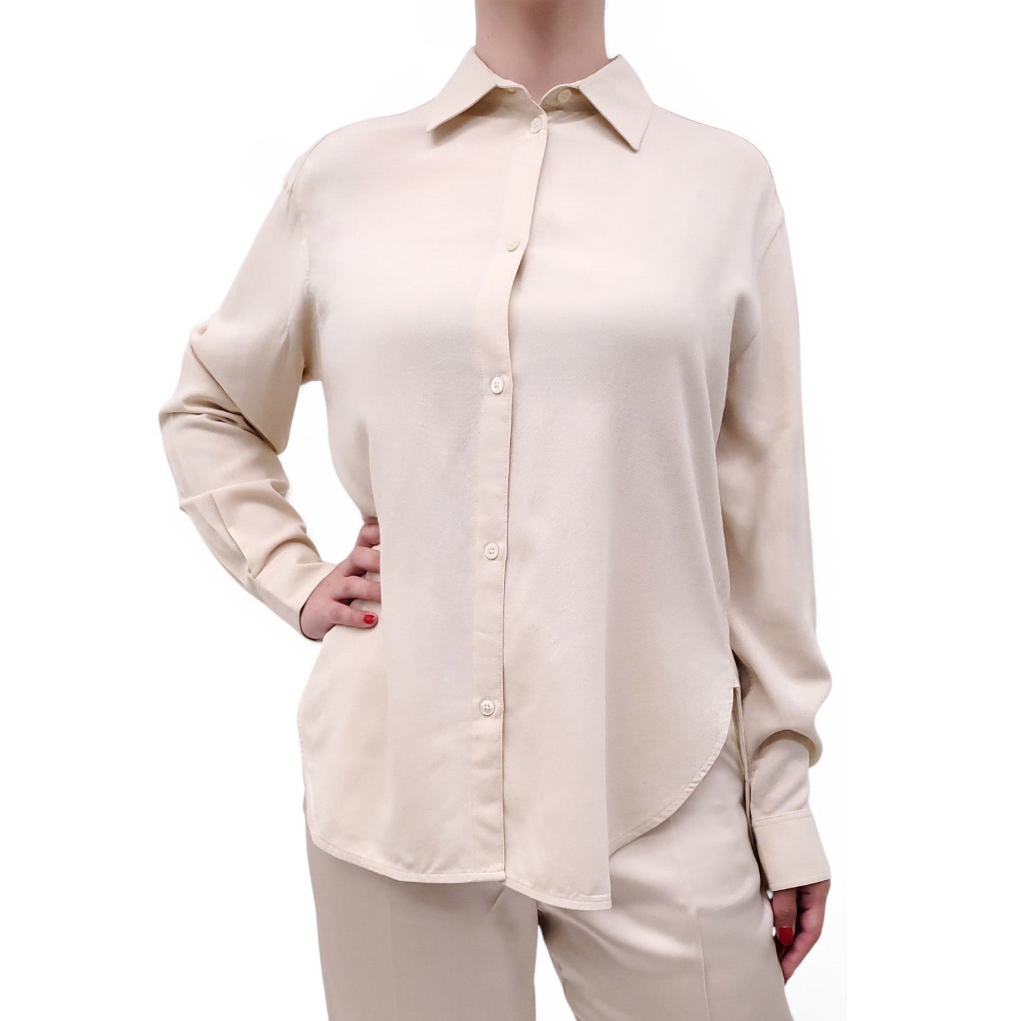 TOTEME BEIGE RELAXED BUTTON UP SHIRT - SIZE 36