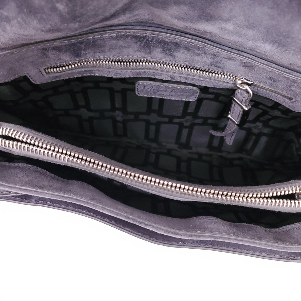 ROGER VIVIER GREY SUEDE METRO SHOULDER BAG