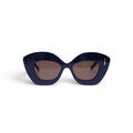 LOEWE NAVY LARGE FRAME SUNGLASSES WITH GOLD ANAGRAM LOGO