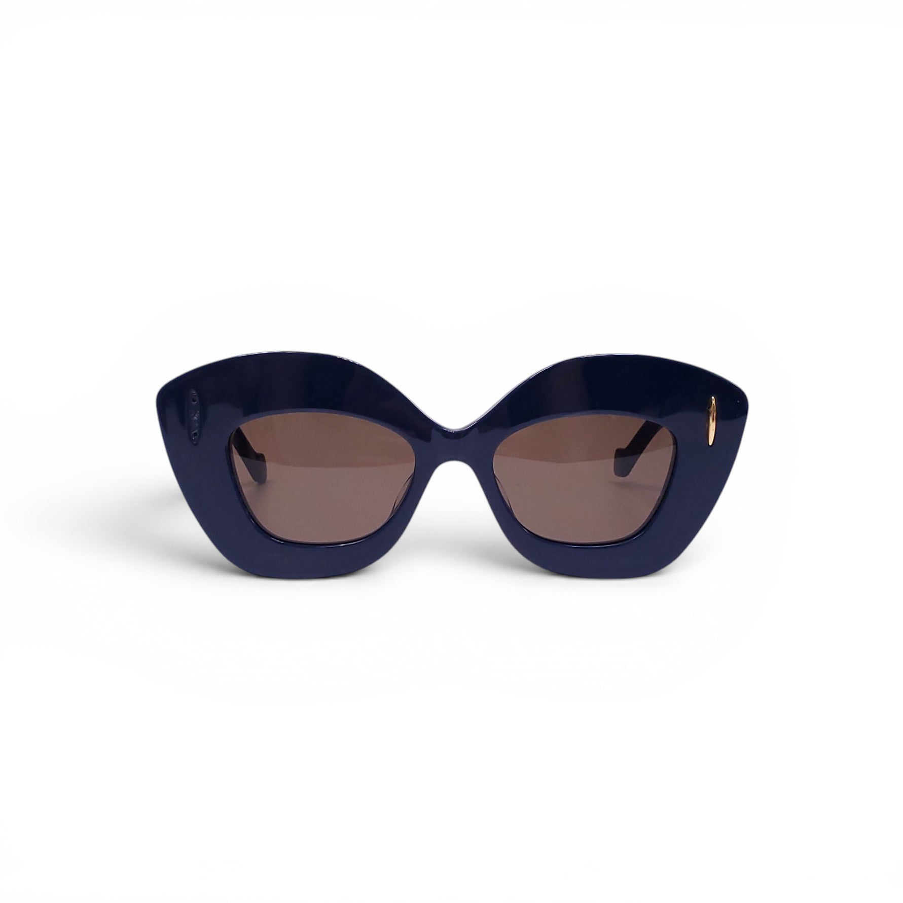 LOEWE NAVY LARGE FRAME SUNGLASSES WITH GOLD ANAGRAM LOGO