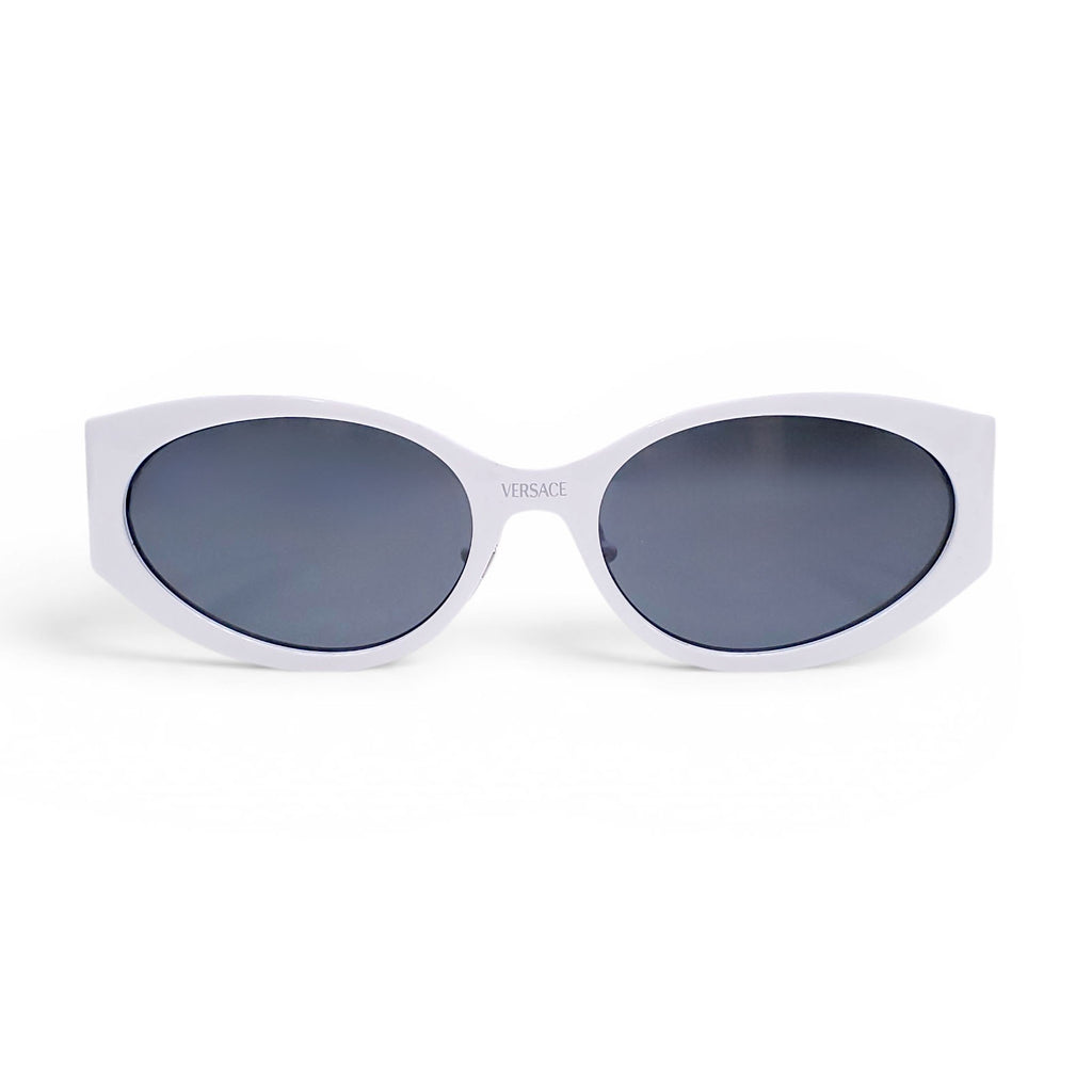 VERSACE WHITE METAL FRAME SUNGLASSES WITH MEDUSA LOGO