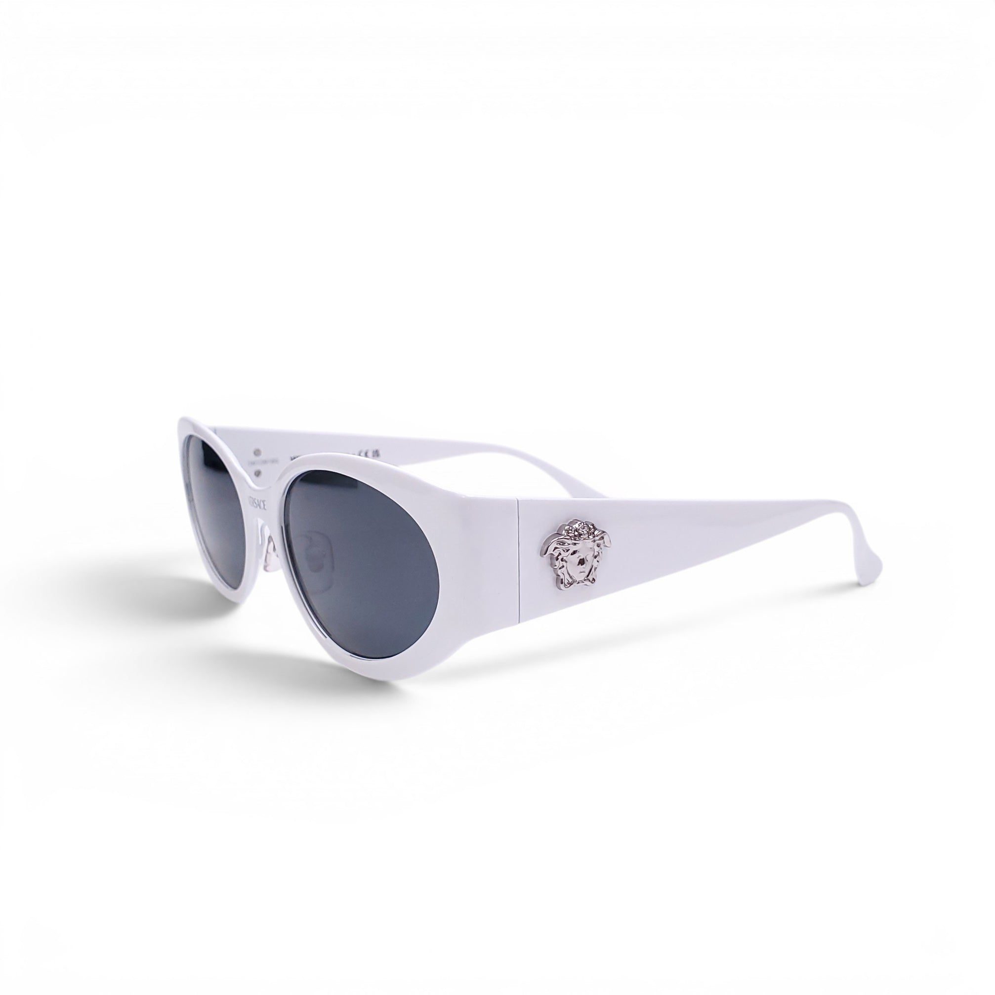 VERSACE WHITE METAL FRAME SUNGLASSES WITH MEDUSA LOGO