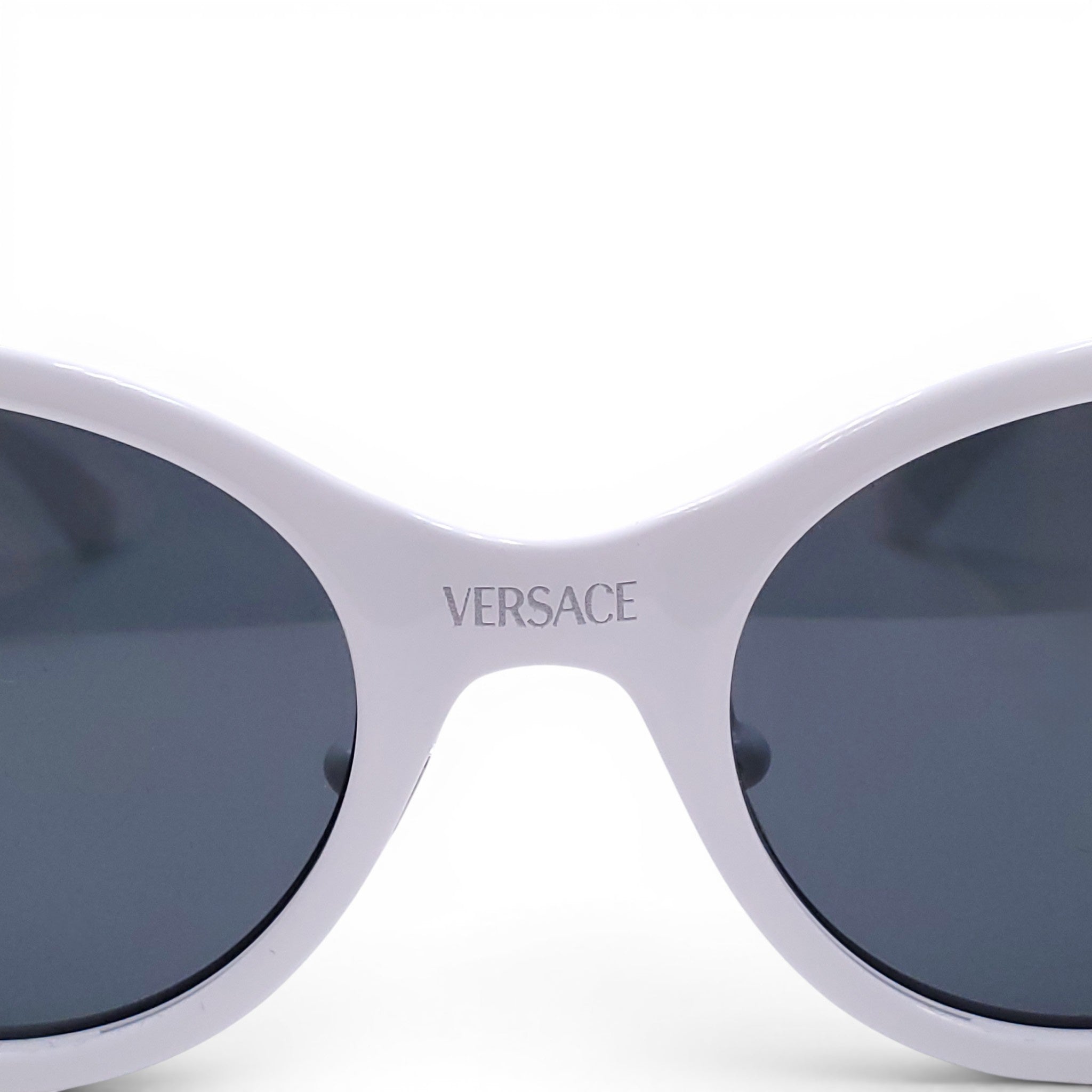 VERSACE WHITE METAL FRAME SUNGLASSES WITH MEDUSA LOGO