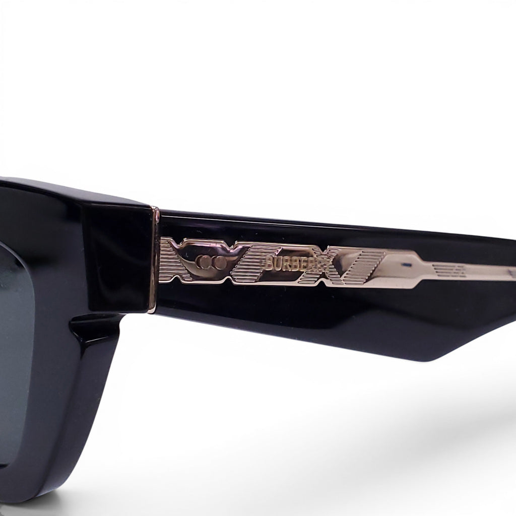 BURBERRY BLACK SUNGLASSES WITH GOLD ARM DETAILS