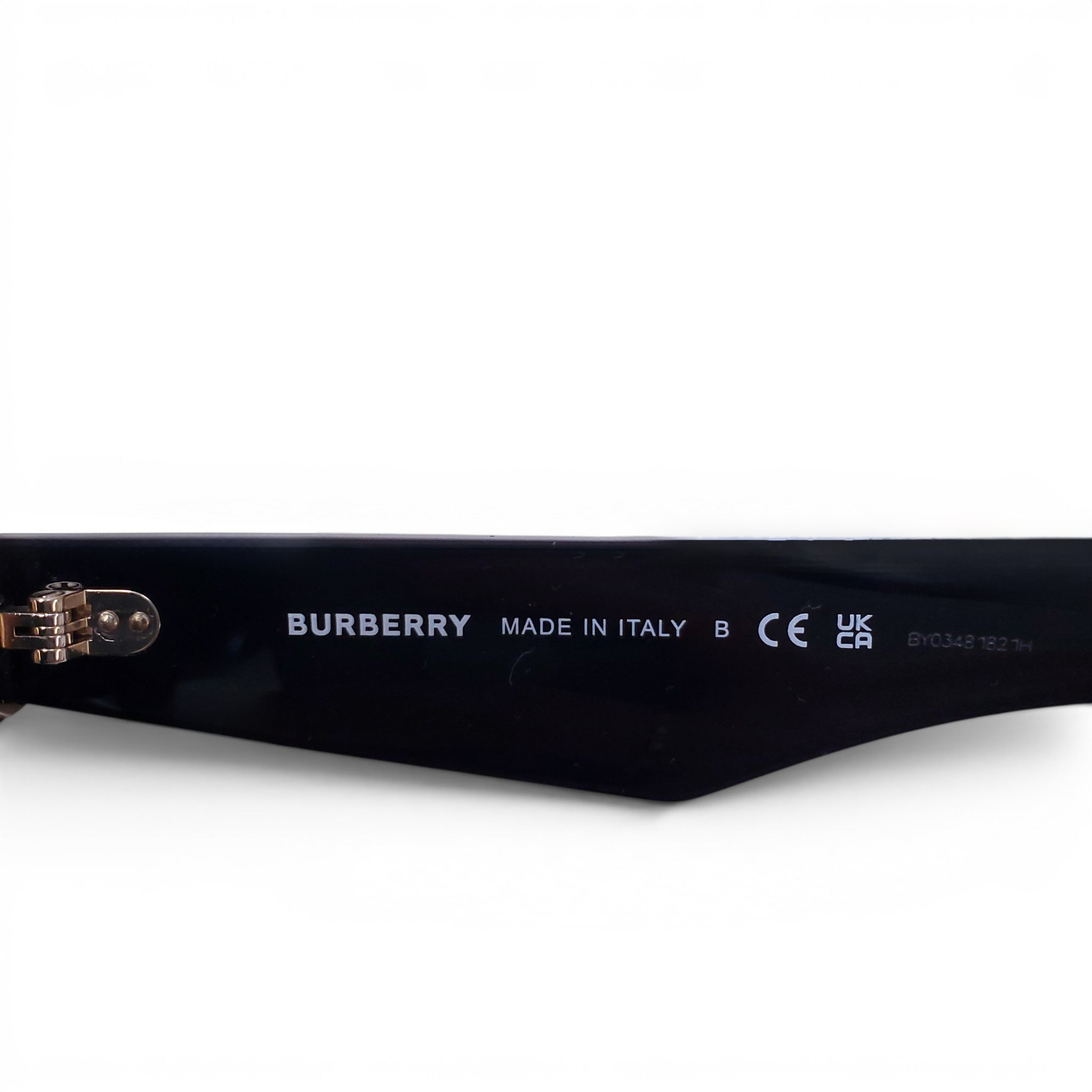 BURBERRY BLACK SUNGLASSES WITH GOLD ARM DETAILS