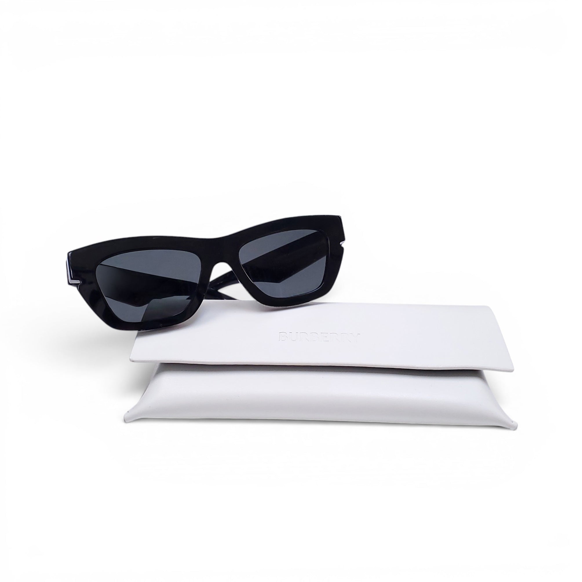 BURBERRY BLACK SUNGLASSES WITH GOLD ARM DETAILS