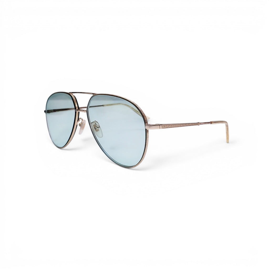GUCCI GOLD METAL AVIATOR SUNGLASSES WITH GREEN LENSES