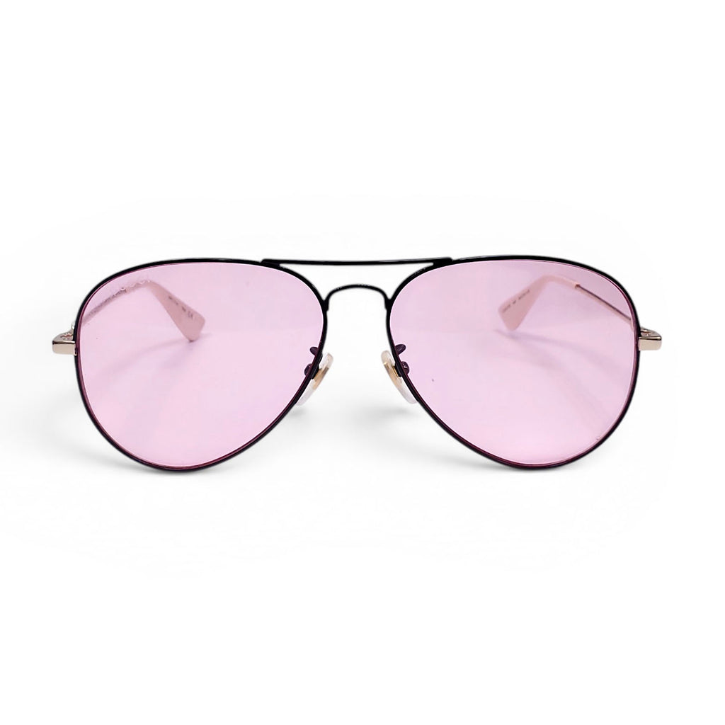 GUCCI METAL AVIATOR SUNGLASSES WITH PINK LENSES