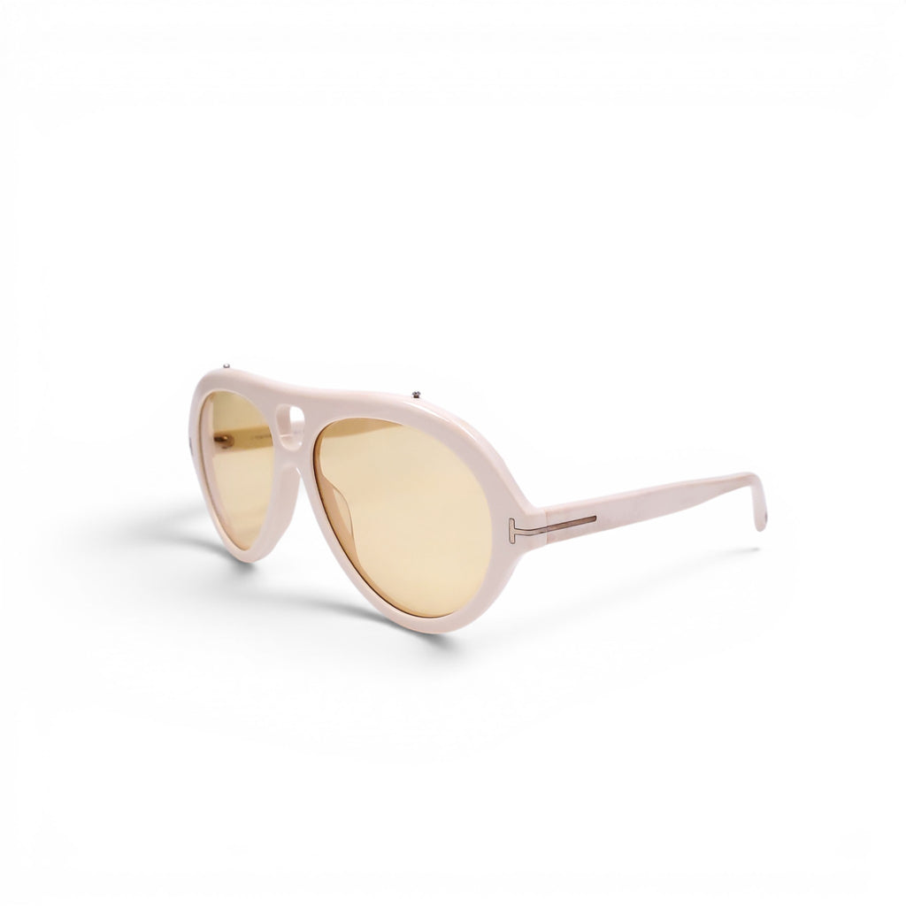 TOM FORD WHITE AVIATOR SUNGLASSES WITH YELLOW LENSES
